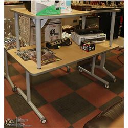 LOT OF TWO 2 TONE OFFICE DESKS.54" X 30" X 22" &