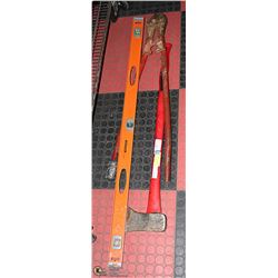 AXE LEVEL AND LARGE BOLT CUTTERS