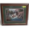 Image 1 : WOOD FRAMED MOUNTAIN & COWBOY SCENE