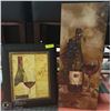 Image 1 : SET OF 2 WINE PICTURES - 1 WOOD FRAMED