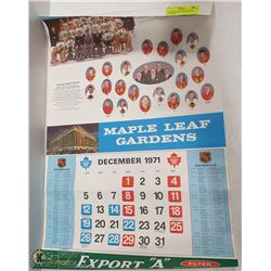 1970 BRUINS BLACK HAWKS NHL CALENDAR