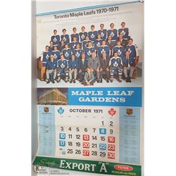 1970-71 TORONTO MAPLE LEAFS CALENDAR NHL