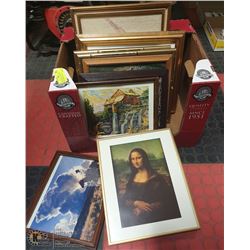 BOX OF VINTAGE PICTURES INCLUDES MONA LISA,