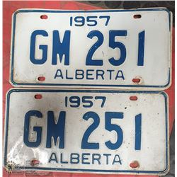 VINTAGE PAIR 1957 MATCHED ALBERTA LICENSE PLATES