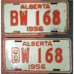 VINTAGE PAIR 1956 MATCHED ALBERTA LICENSE PLATES