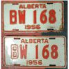 Image 1 : VINTAGE PAIR 1956 MATCHED ALBERTA LICENSE PLATES