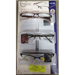 LDS DESIGN OPTICS F. GRANT READING GLASSES +2.50