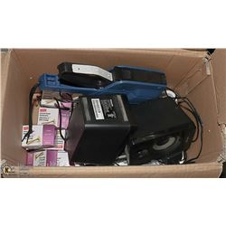 BOX WITH COMPUTER SPEAKERS, FASTENERS AND TAGGING