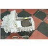 Image 1 : VINTAGE METAL DOLL CARRIAGE COMPLETE WITH LACE