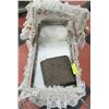 Image 2 : VINTAGE METAL DOLL CARRIAGE COMPLETE WITH LACE