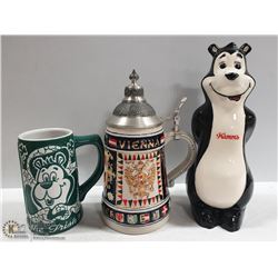 HAMMS BEER STEIN AND VINTAGE 1970s COIN BANK,