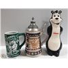 Image 1 : HAMMS BEER STEIN AND VINTAGE 1970s COIN BANK,