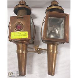PAIR OF VINTAGE BRASS OIL WALL LAMPS