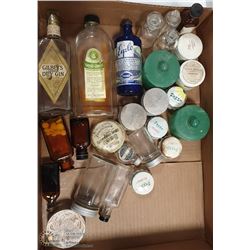 FLAT OF VINTAGE MEDICINE BOTTLES