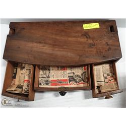 ANTIQUE WOODEN BOX WITH ORIGINAL 1930'S EATONS