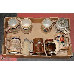 FLAT OF BEER STEINS