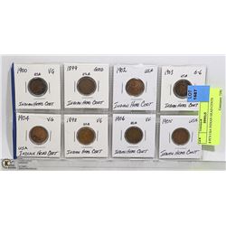 8 PCS USA INDIAN HEAD CENTS