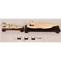 Carved Reclining Female Figures  (108673)