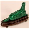 Image 2 : Malachite Carved Horse with Wooden Stand  (108667)
