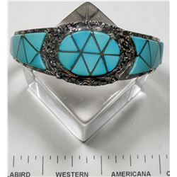 Inlaid Zuni Turquoise Bracelet  (125169)