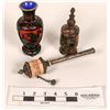 Image 1 : Nepali Prayer Wheel and Carved Jar; Lacquer Vase  (108671)