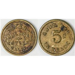 Cutler California Star Pool Hall Token (122642) - Holabird Western ...