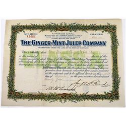 Mint Julep Company Stock Certificate  (119374)