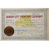 Image 1 : Queen City Printing Company Stock Certificate  (113656)