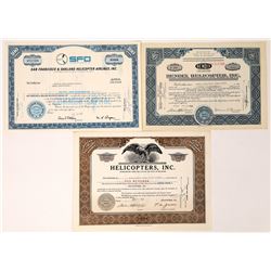 Helicopter Stock Certificates (3)  (124820)