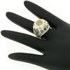 Image 6 : Antique 14K Yellow Gold Diamond White Blue Green Yellow Enamel Dome Floral Ring