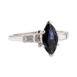 1.39 ctw Blue Sapphire and Diamond Ring - Platinum