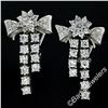 Image 3 : Vintage 18kt White Gold 2.45 ctw Round Diamond Bow Ribbon Dangle Earrings
