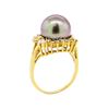 Image 4 : 0.64 ctw Diamond and Pearl Ring - 18KT Yellow Gold
