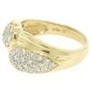 Image 4 : 14k Yellow Gold 0.75 ctw Pave Round E VS Diamond Cluster Puffed Band Bypass Ring