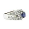 Image 1 : 2.49 ctw Round Brilliant Blue Sapphire And Diamond Ring - 14KT White Gold