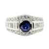 Image 2 : 2.49 ctw Round Brilliant Blue Sapphire And Diamond Ring - 14KT White Gold