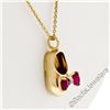 Image 3 : 14kt Yellow Gold 0.33 ctw Ruby and Diamond Bow Baby Girl Shoe Pendant Necklace