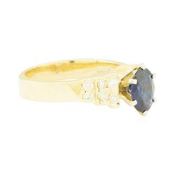 1.30 ctw Blue Sapphire and Diamond Ring - 14KT Yellow Ring