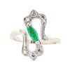 Image 2 : 0.60 ctw Emerald and Diamond Ring - 18KT White Gold
