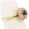 Image 4 : 14kt Yellow Gold 1.00 ctw Sapphire Ring w/ Baguette Diamond Ballerina Halo Ring