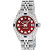 Image 2 : Rolex Ladies Stainless Steel Red Diamond Lugs & Sapphire Datejust Wristwatch
