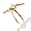 Image 6 : 18kt Rose Gold 0.60 ctw Princess and Round Diamond Bypass Ring