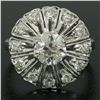 Image 8 : Antique Art Deco Platinum 1.37 ctw European Diamond Open Platter Ring
