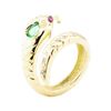 Image 4 : 0.66 ctw Emerald, Ruby, and Diamond Snake Ring - 14KT Yellow Gold