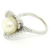 Image 4 : Vintage 14K White Gold 8.5mm Pearl Bezel Diamond 2 Wave Bypass Cocktail Ring
