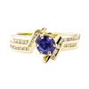 Image 2 : 0.99 ctw Blue Sapphire And Diamond Ring - 14KT Yellow Gold