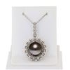 Image 1 : 12.5mm Tahitian Pearl and 0.73 ctw Diamond 18K White Gold Pendant/Necklace