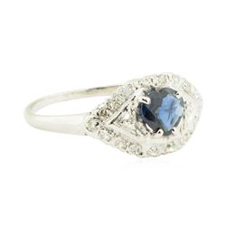 0.40 ctw Diamond and Sapphire Ring - 14KT White Gold