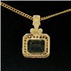 Image 6 : 14K Yellow Gold 3.77 ctw VS Diamond Green Amethyst Pendant w/ 20" Curb Chain