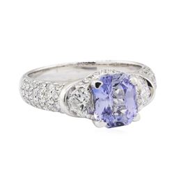 3.20 ctw Sapphire and Diamond Ring - 18KT White Gold
